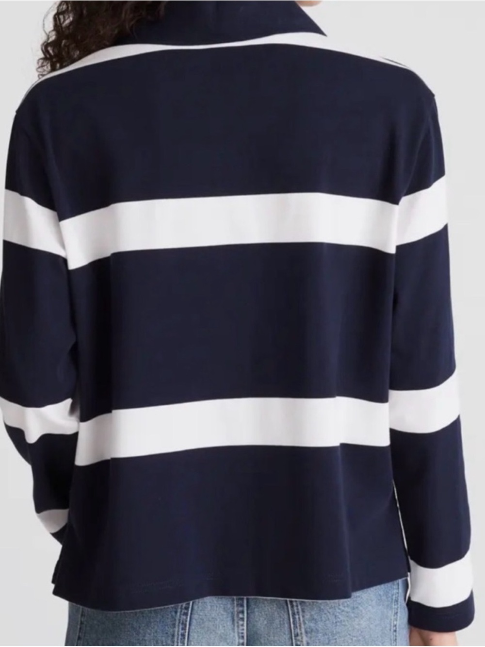 Madewell Rugby Polo Shirt Navy Blue White Stripe Women’s M NWT Preppy Heritage - Picture 2 of 9